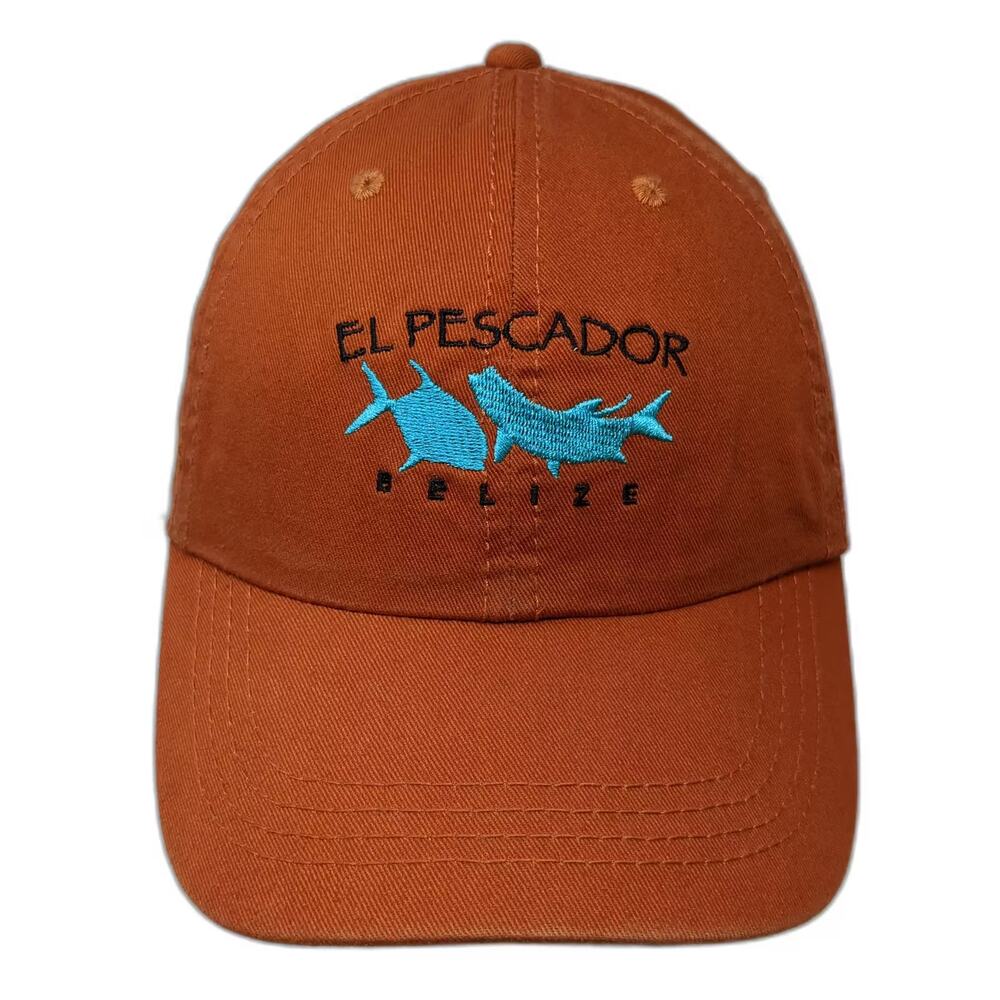 Cobra Baseball Cap Orange Blue El Pescador Belize Fish Hat OS Adjustable